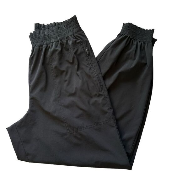 Athleta lightweight High Rise smocked Waist cuffs black jogger pants sz 4 - Picture 4 of 7